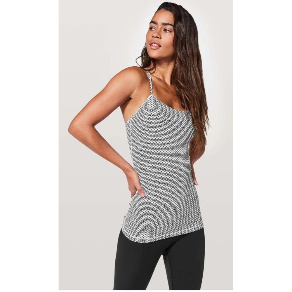 Lululemon Tank Top Womens 10 Power Pose Racerback Yoga Gym Monochromic White